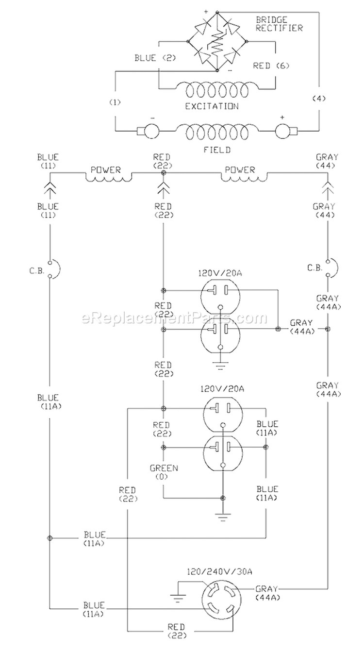 Page D Diagram and Parts List for 1654-0  Briggs and Stratton Generator